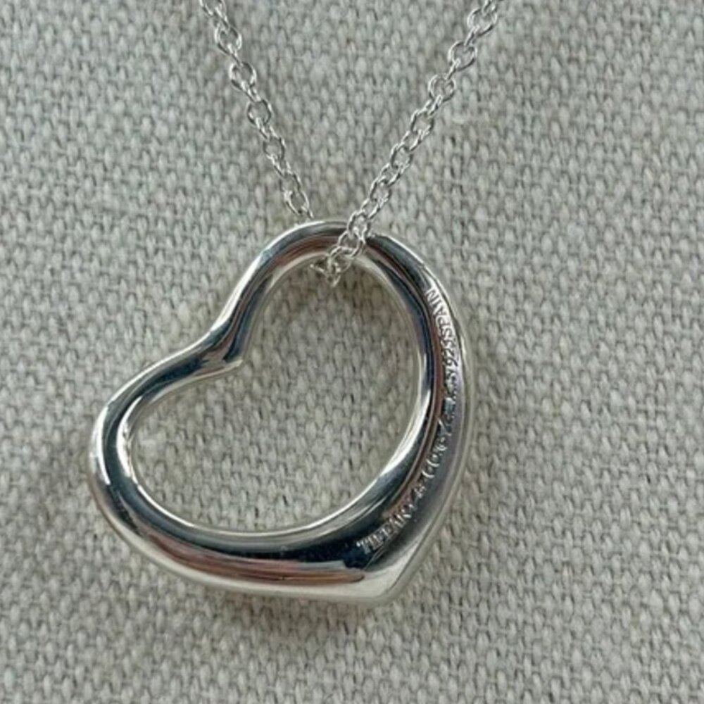 Tiffany & Co. Elsa Peretti Large Floating Heart Sterling Silver EUC - Picture 7 of 7